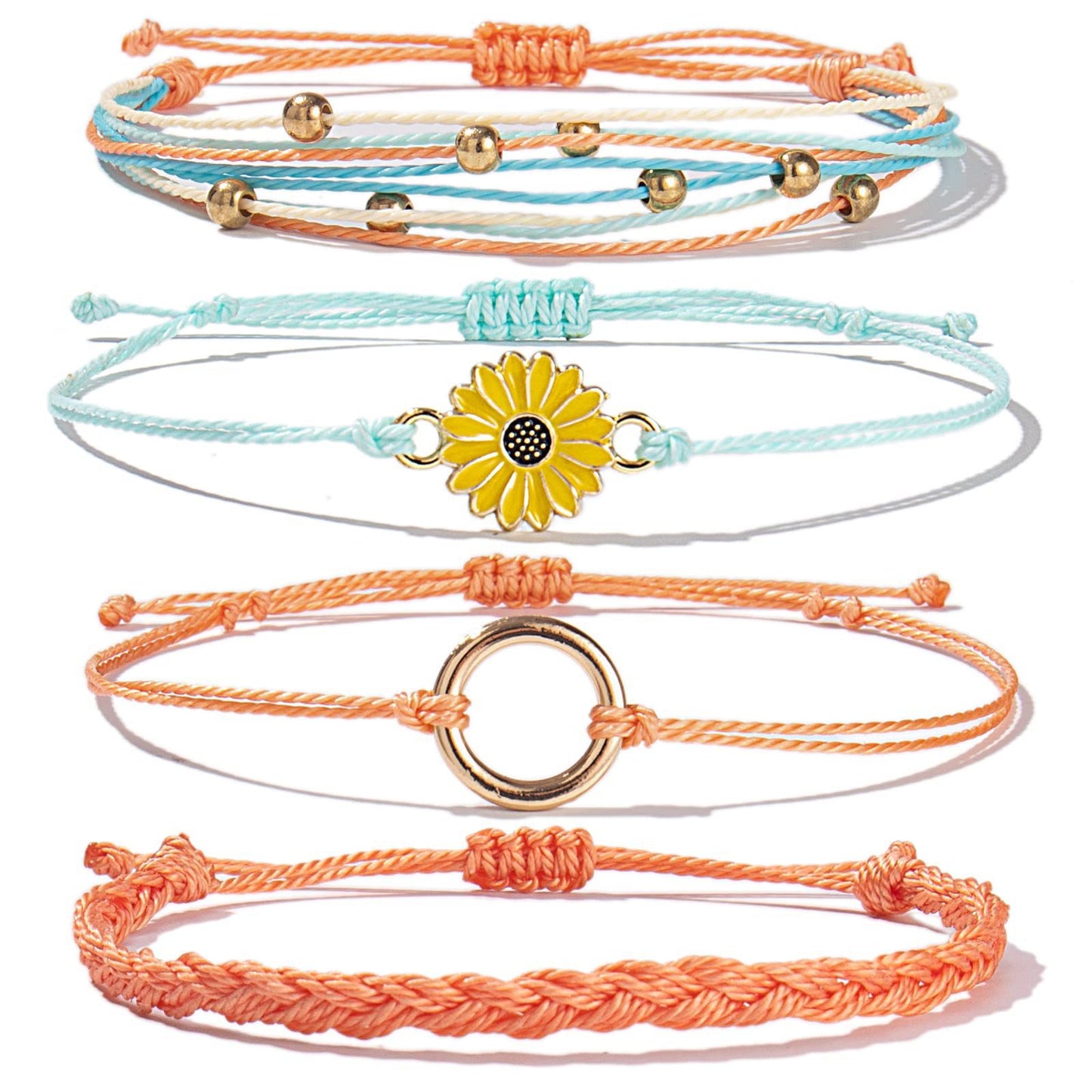 Bohemian Floral Sunflower Handmade Woven Bracelet for Women