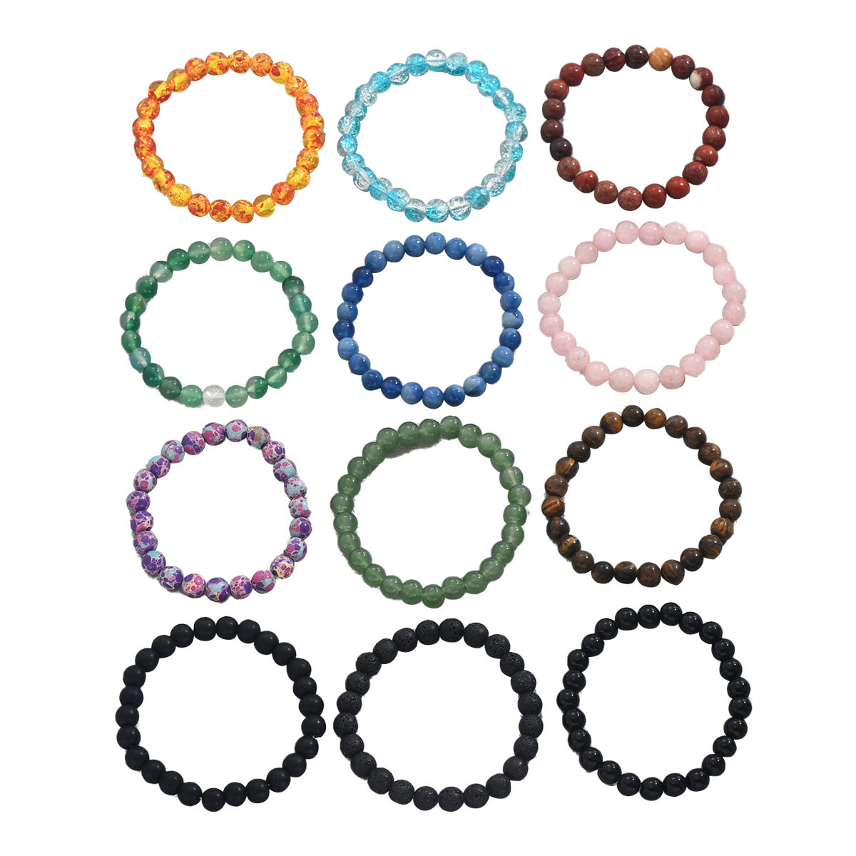 Juego de pulseras de cuentas geométricas minimalistas para mujer hechas a mano con piedra natural, joyería ajustable para la muñeca