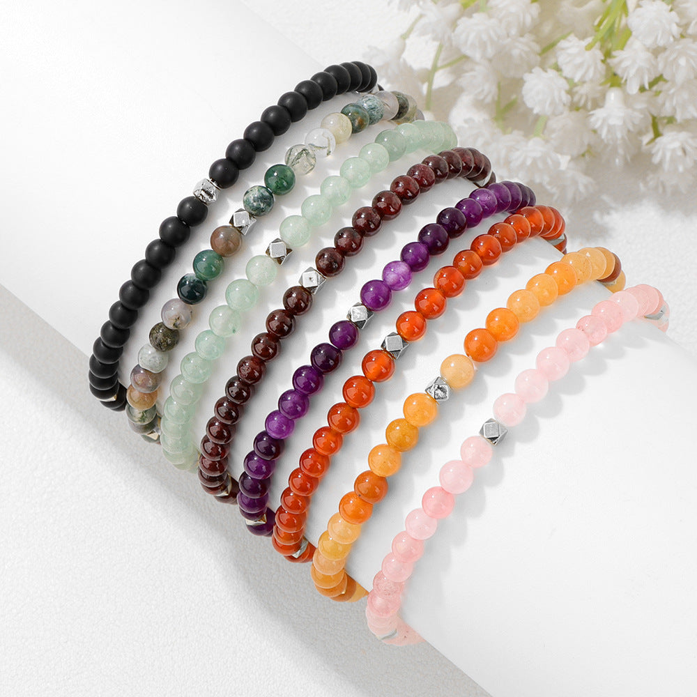 Vintage Geometric Agate Beaded Bracelet Unisex Handmade Jewelry