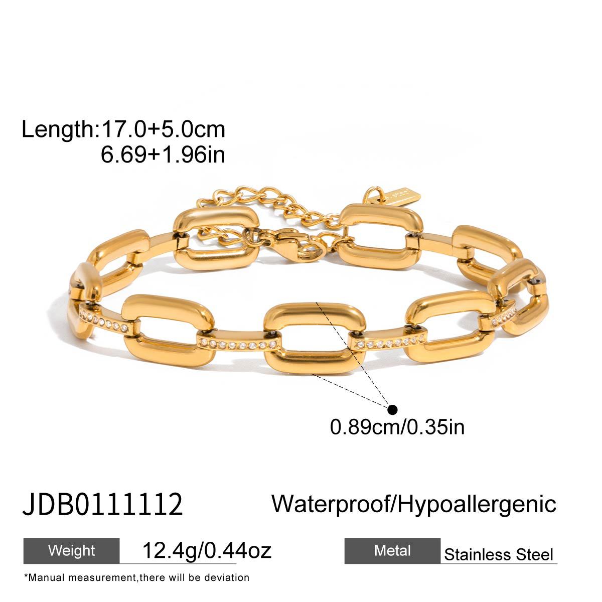 Elegant Geometric Heart Stainless Steel Plated Cubic Zirconia Bracelet for Women