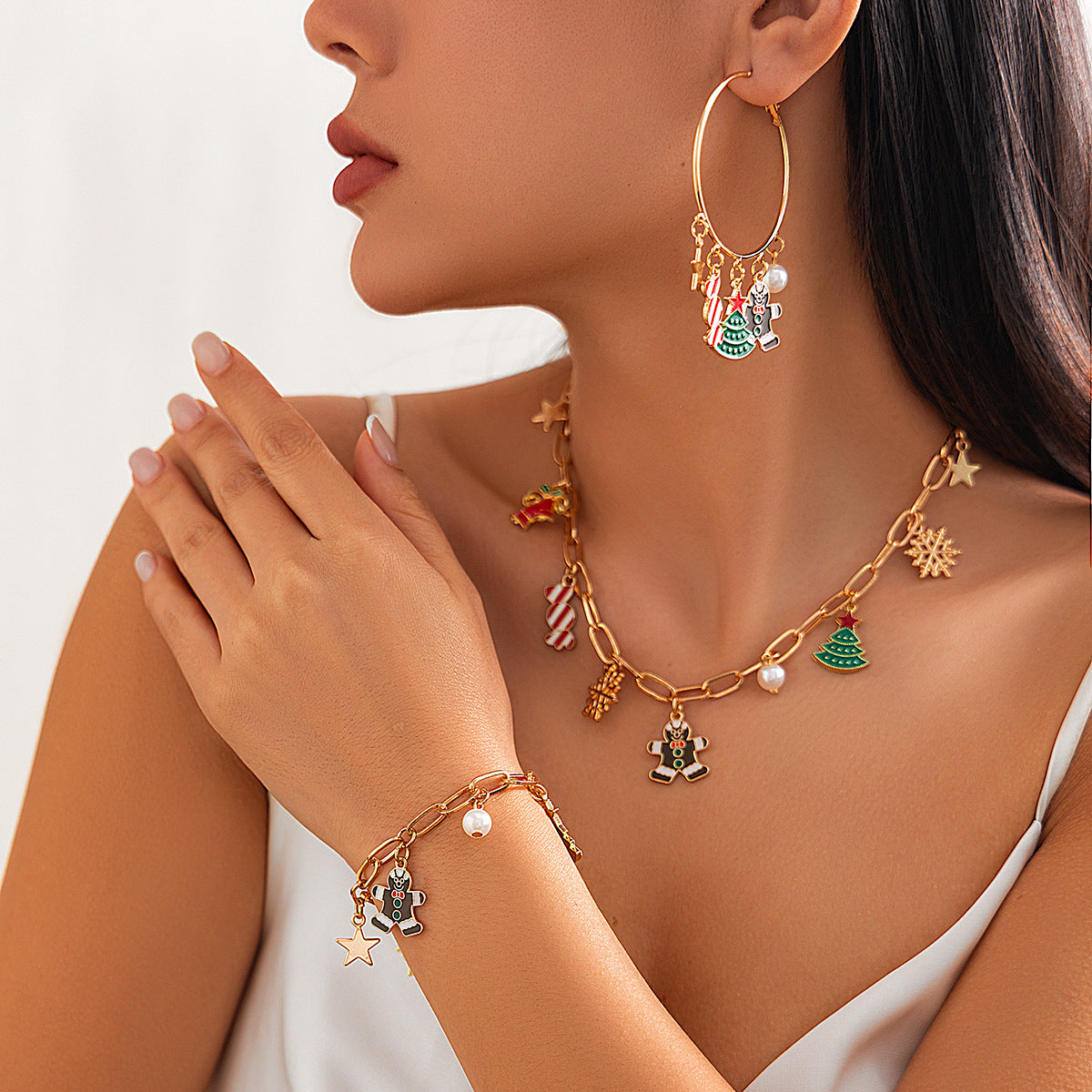 Luxury Geometric Plated Zinc Alloy Necklace Set for Women