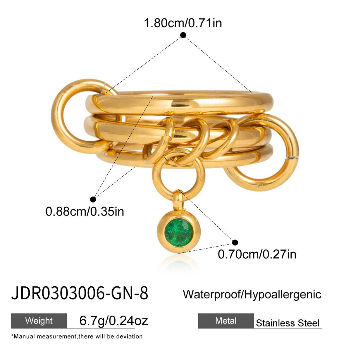Elegant Minimalist Round Geometric Titanium Steel Ring with Cubic Zirconia Plated Finish for Women