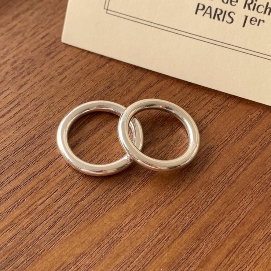Minimalist 925 Sterling Silver Polished Geometric Round Line Ring