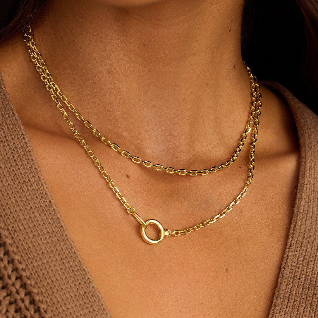 Hip-hop 18K Gold Plated Titanium Steel Necklace for Women
