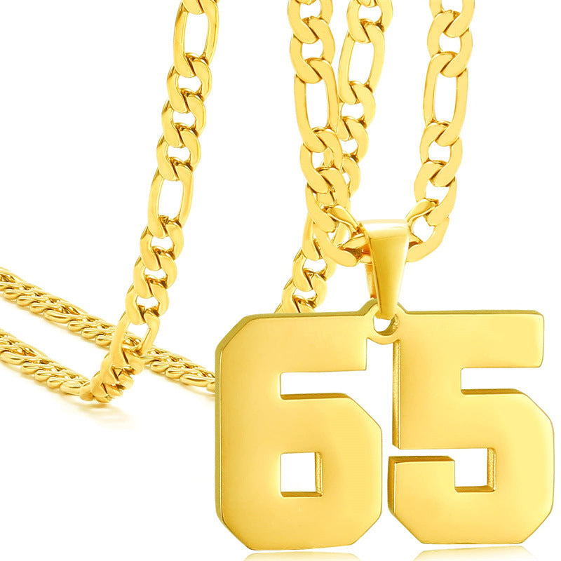 Minimalist Numeric Pendant Necklace for Men and Women Stainless Steel Chain with Polished Titanium Steel Charm