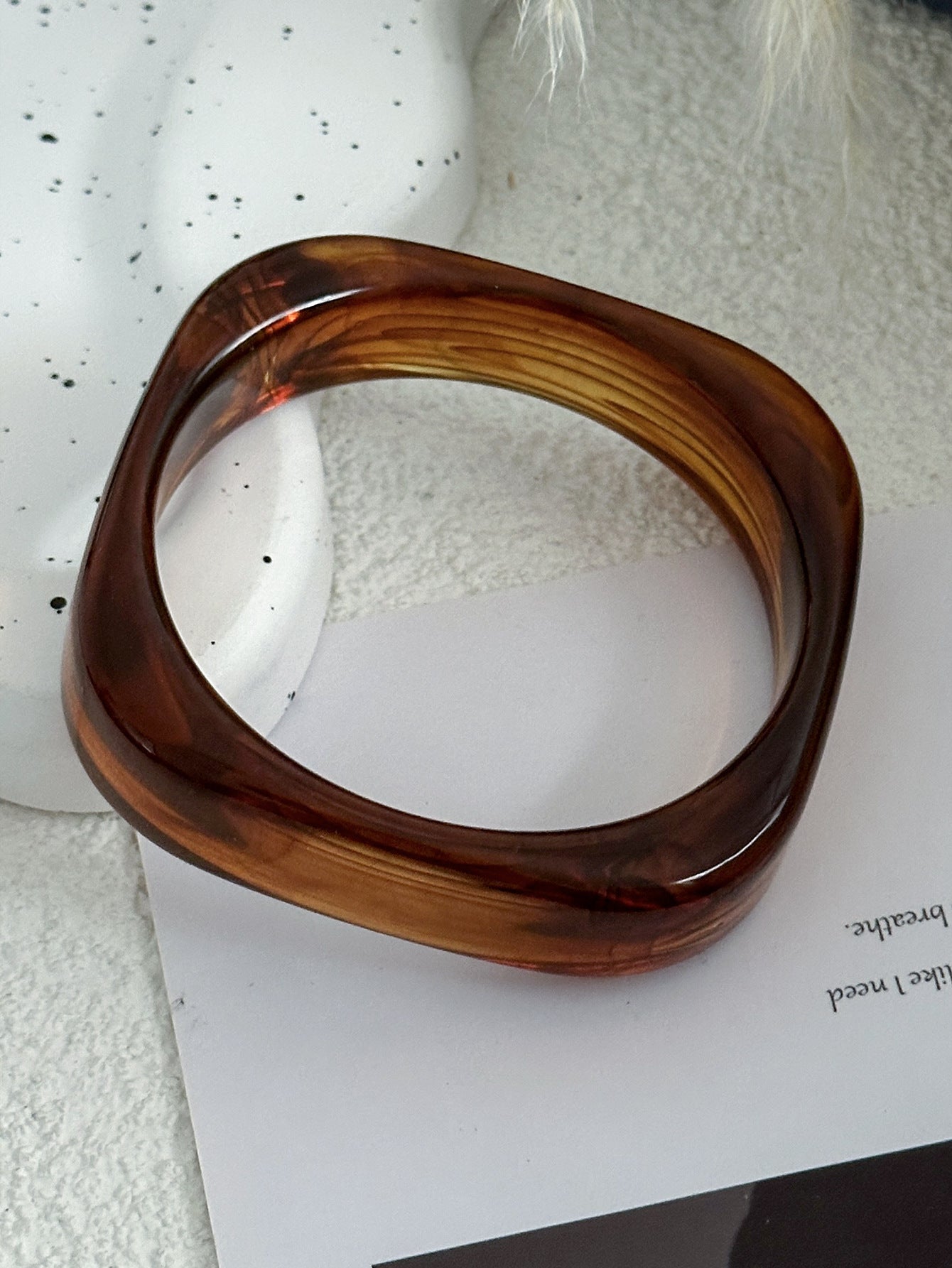 Vintage Geometric Acrylic Drip Oil Bracelet with Abstract Curved Texture