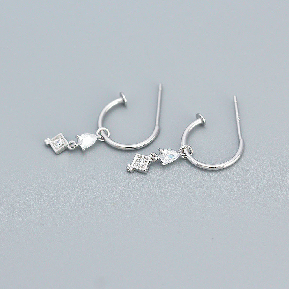 925 Sterling Silver Geometric Tassel Cubic Zirconia Drop Earrings for Women