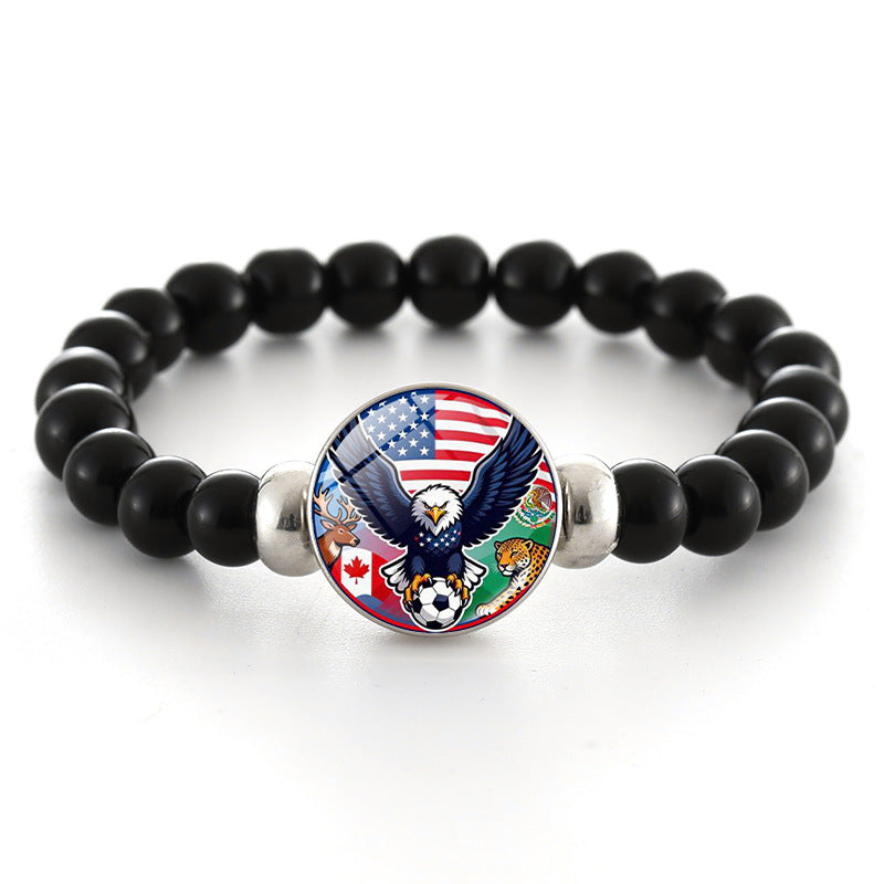 Unisex Geometric Round Crystal Beaded Bracelet World Cup Commemorative Jewelry