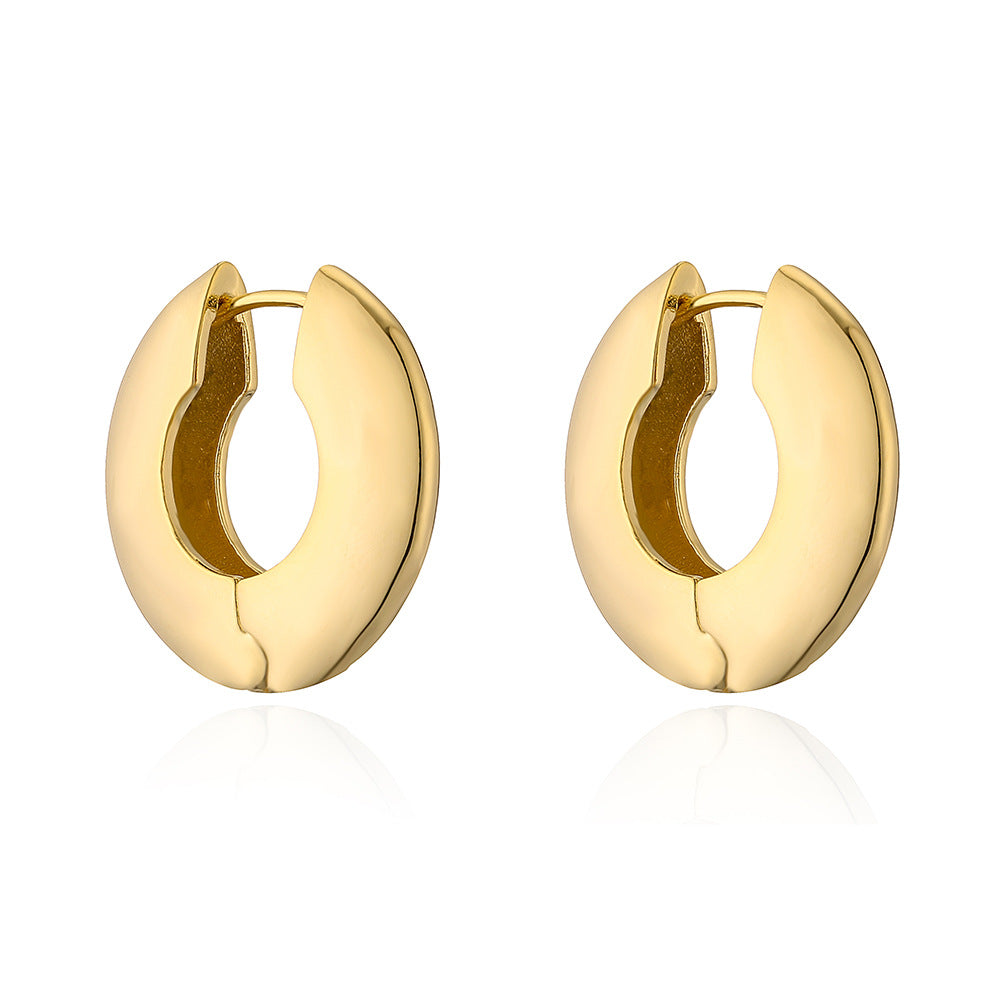 Minimalist Retro Geometric Copper Hoop Earrings with Gold Plating for Women