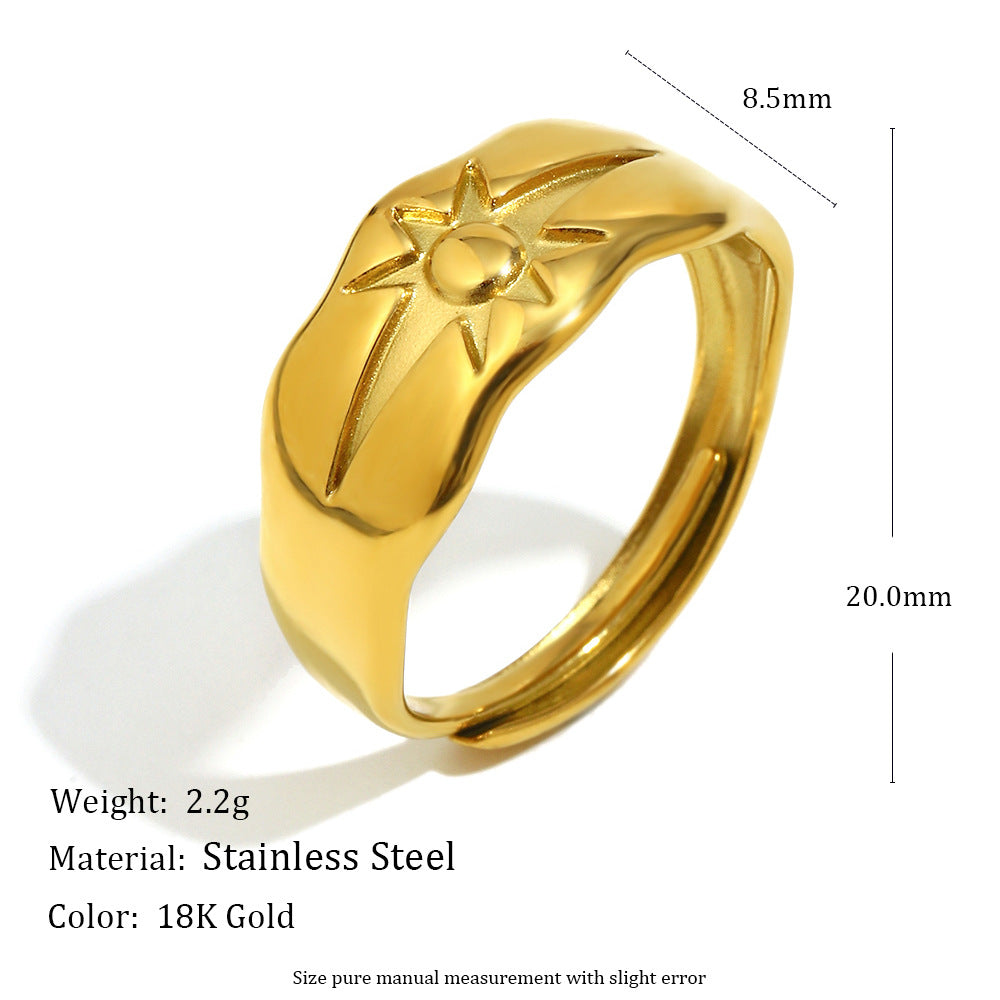Anello in acciaio inossidabile geometrico minimalista con placcatura in oro 18 carati da donna