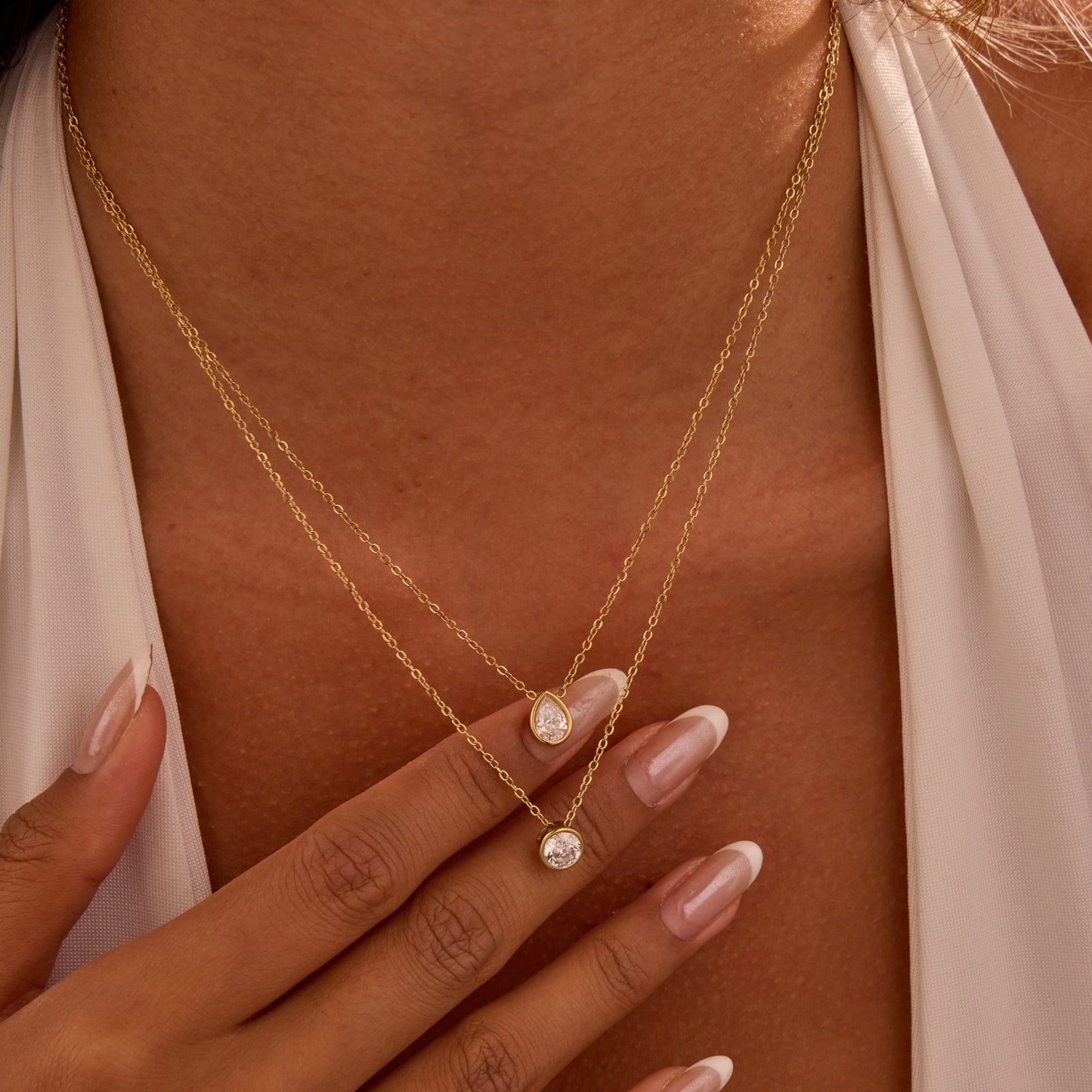 Fashionable Geometric Stainless Steel Necklace with 18K Gold Plating and Zircon Inlay for Women