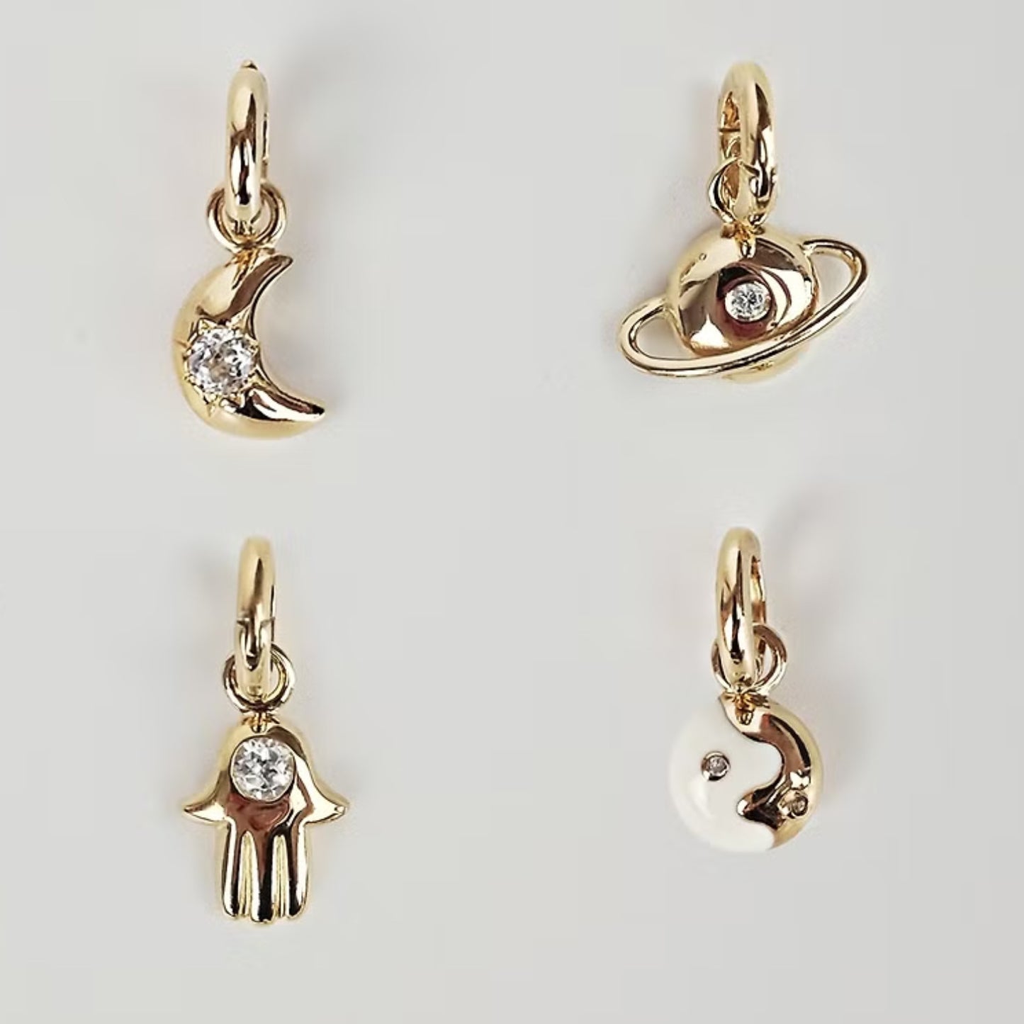 Minimalist Sweet Geometric Moon Brass Gold Plated Rhinestone Pendant Earrings for Women