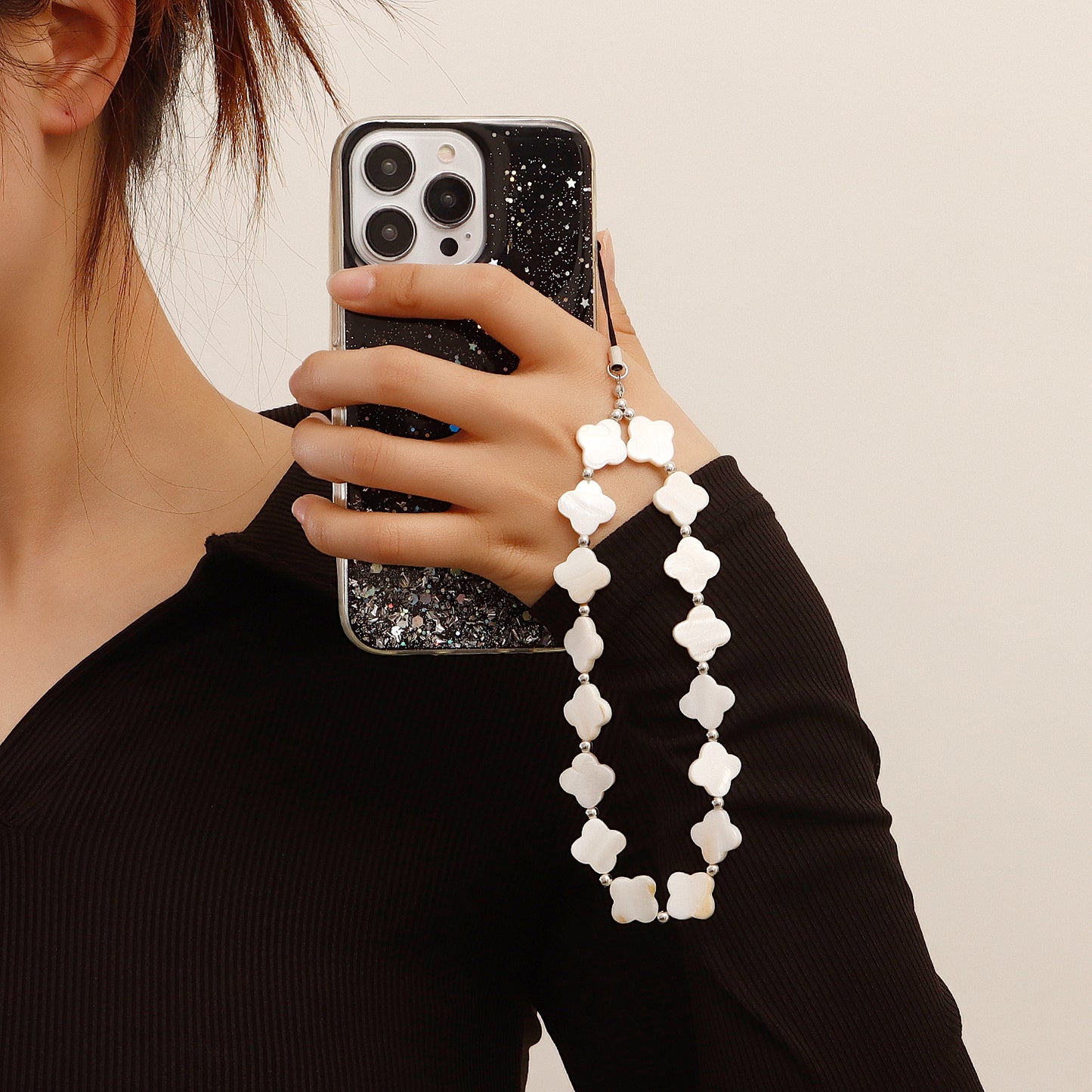 Minimalist White Star Shell Metal Phone Wrist Strap