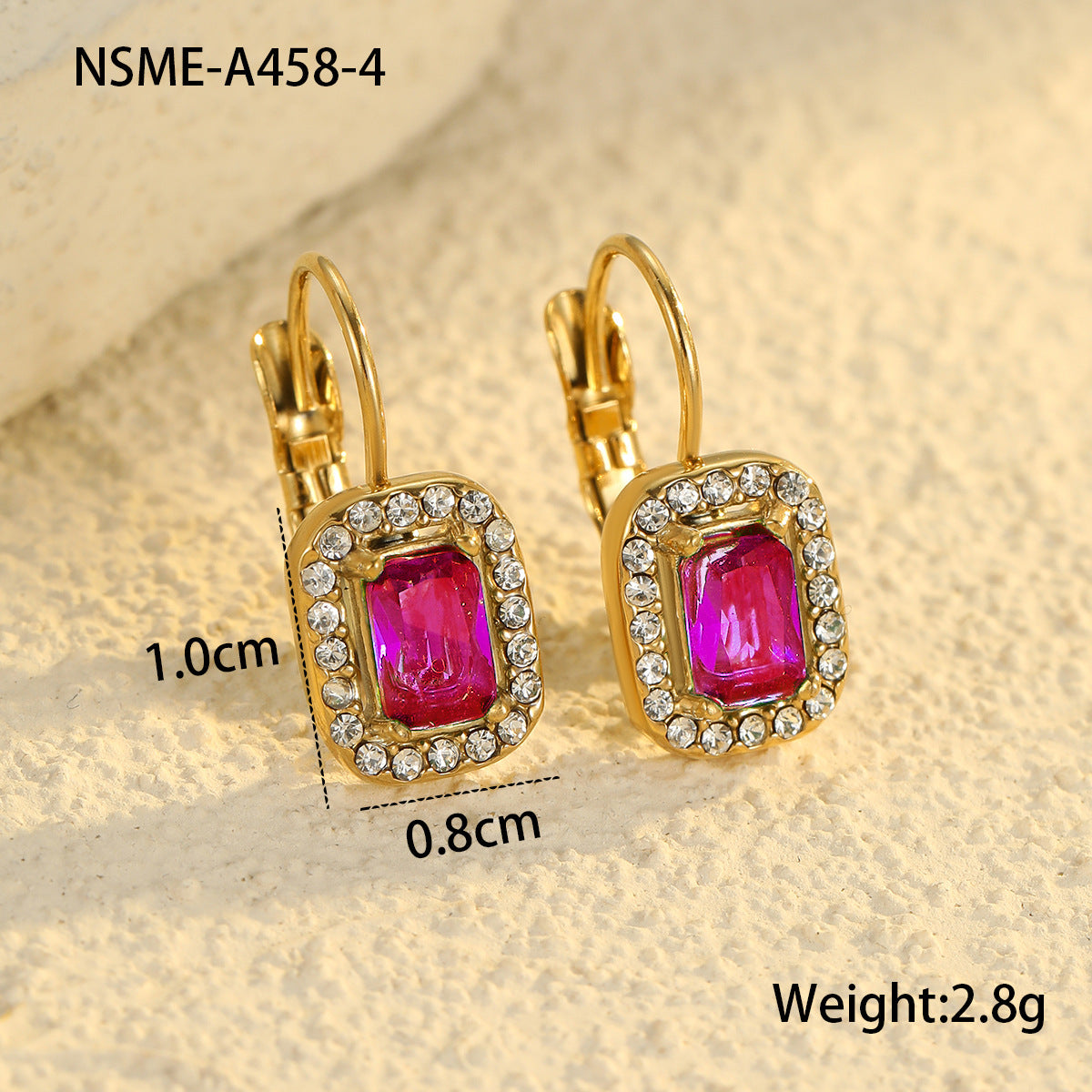 Orecchini Vintage Francese Geometria con Zirconi in Acciaio Inossidabile Placcato Oro 18K da Donna — Gioielli Ipoallergenici di Lusso