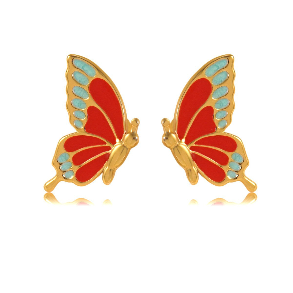Sweet Minimalist Butterfly Drip Oil Stainless Steel Earrings for Women