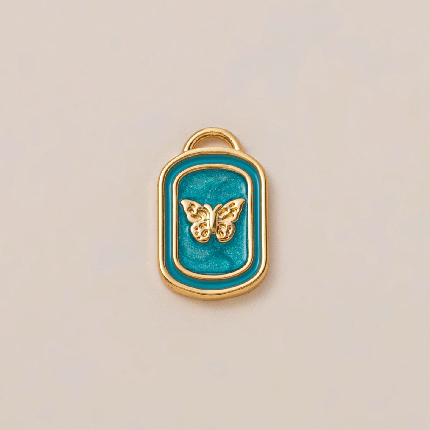 Luxury 18K Gold Plated Brass Pendant with Gemstone Inlay Geometric Fish Clover Heart Design