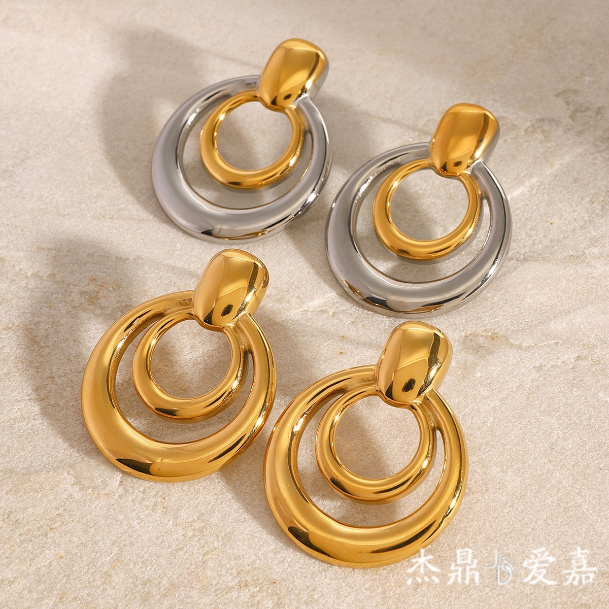 Minimalist Geometric Round Plated Stainless Steel Earrings for Women