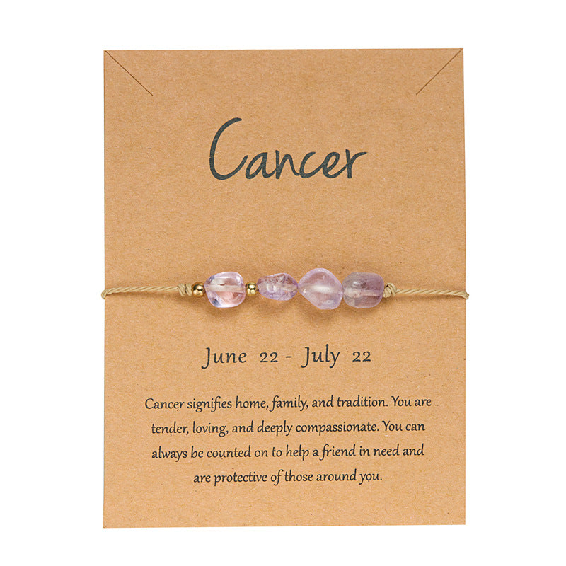 Pulsera de cuerda con cuentas de piedra natural para mujer, con elementos de constelación del zodiaco