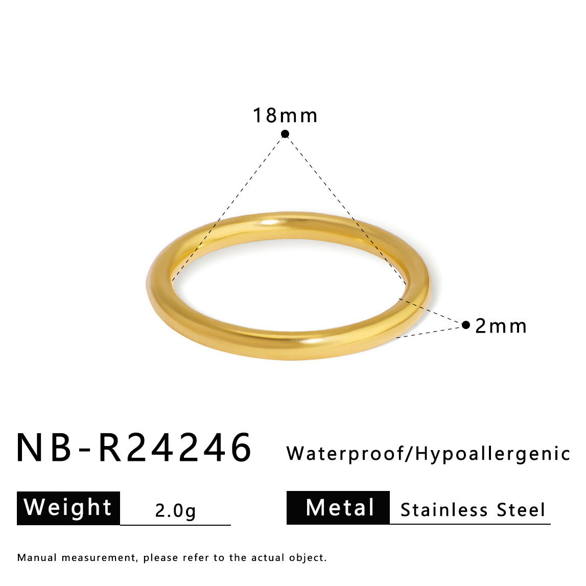 Adjustable Round Stainless Steel Ring with 18K Gold Plating and Colorful Zircon Inlay for Unisex Wear