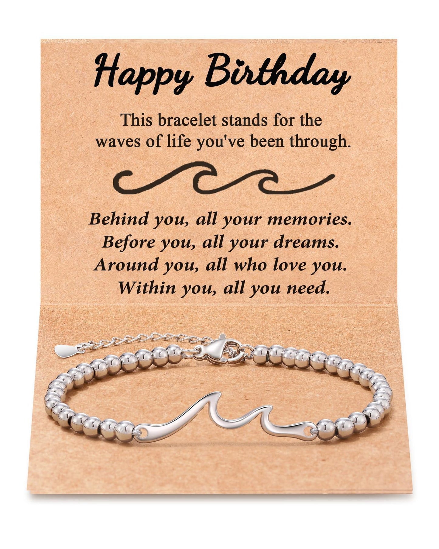 Personalized Wave Pattern Stainless Steel Bracelet Unisex Handmade Chain Bangle