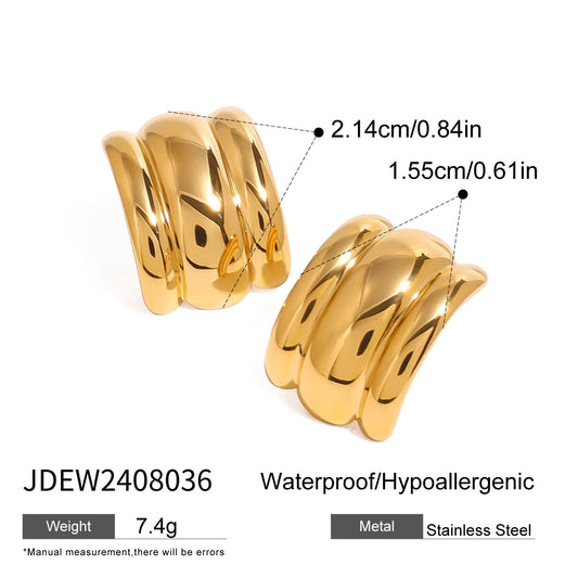 Minimalist Geometric Plated Stainless Steel Hoop Earrings for Women