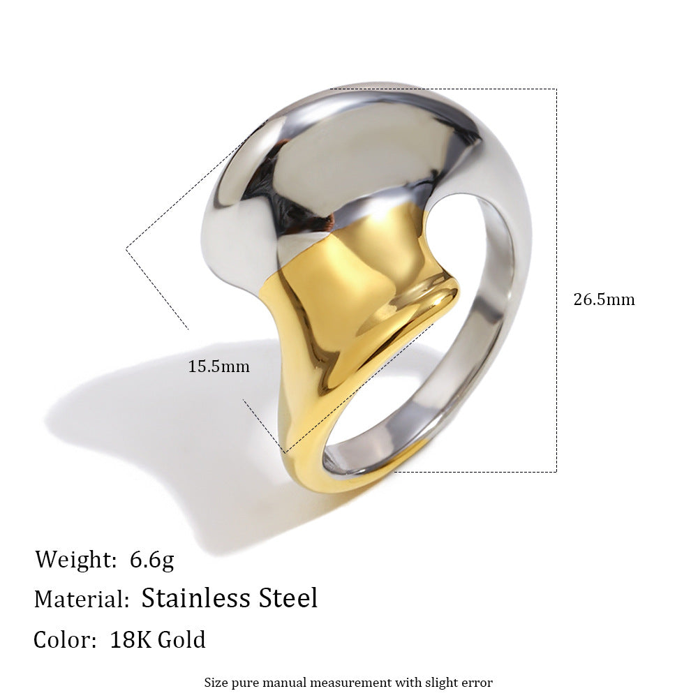 Anello geometrico minimalista in acciaio inossidabile con placcatura in oro 18 carati per donna, accessorio di moda di lusso