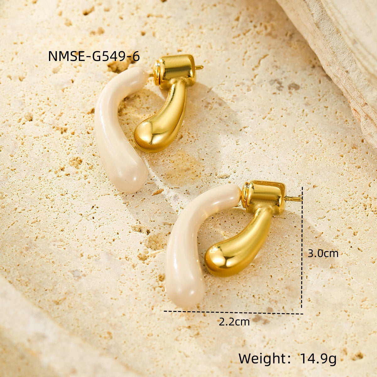 Pendientes de lágrima de esmalte estilo dulce en acero inoxidable con forma geométrica y diseño irregular para mujer