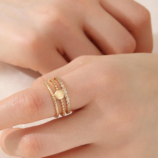 Anillo de cobre geométrico en forma de U estilo OL de moda con incrustaciones de circonitas, banda abierta ajustable para mujer
