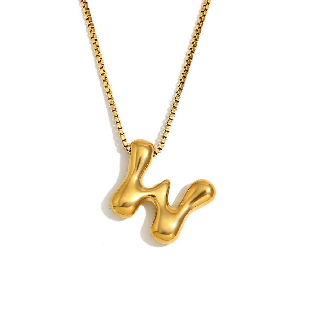 Minimalist Fashion Letter Necklace for Women Stainless Steel Pendant with 18K Gold Plating
