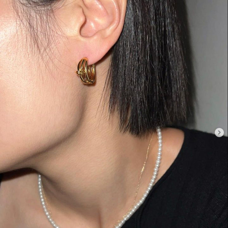 Minimalist Geometric Letter Silver Stud Earrings for Women with 925 Sterling Silver Posts and Gold Plating Option