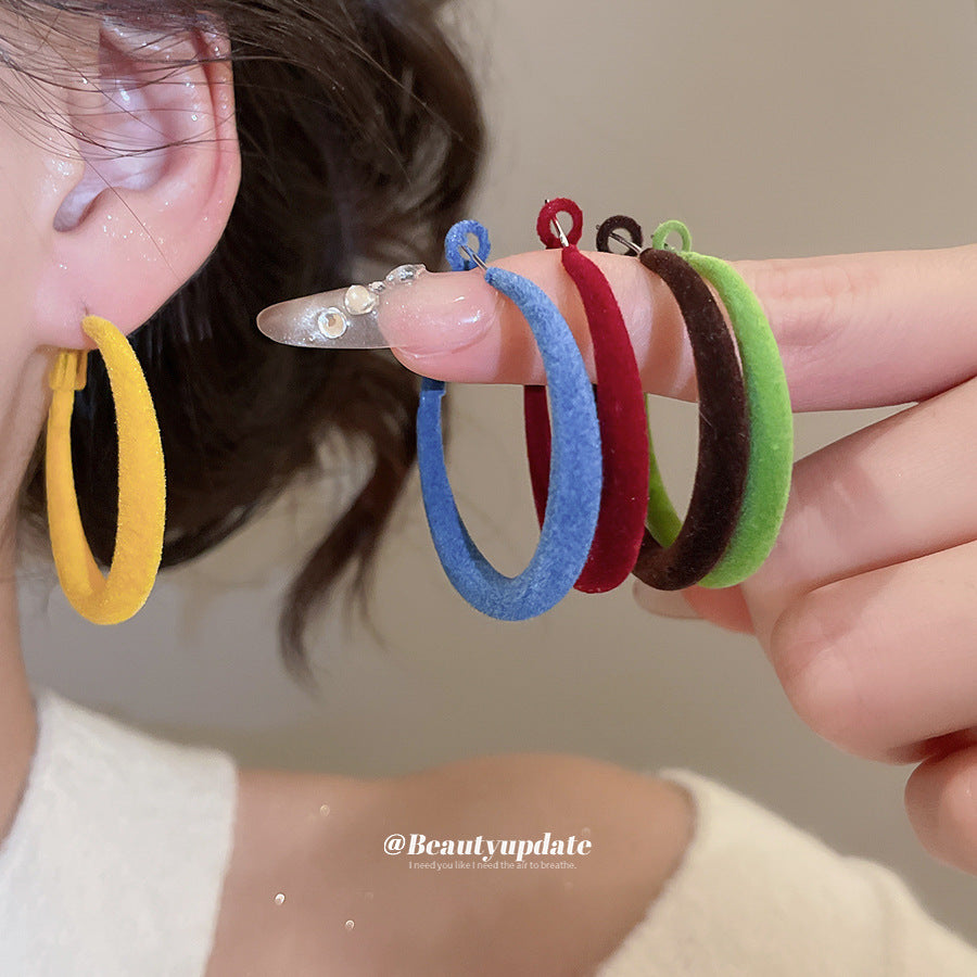 Pendientes de aro geométricos flocados para mujer con postes de plata de ley 925, acabado galvanizado, joyería de moda informal y apropiada para la oficina