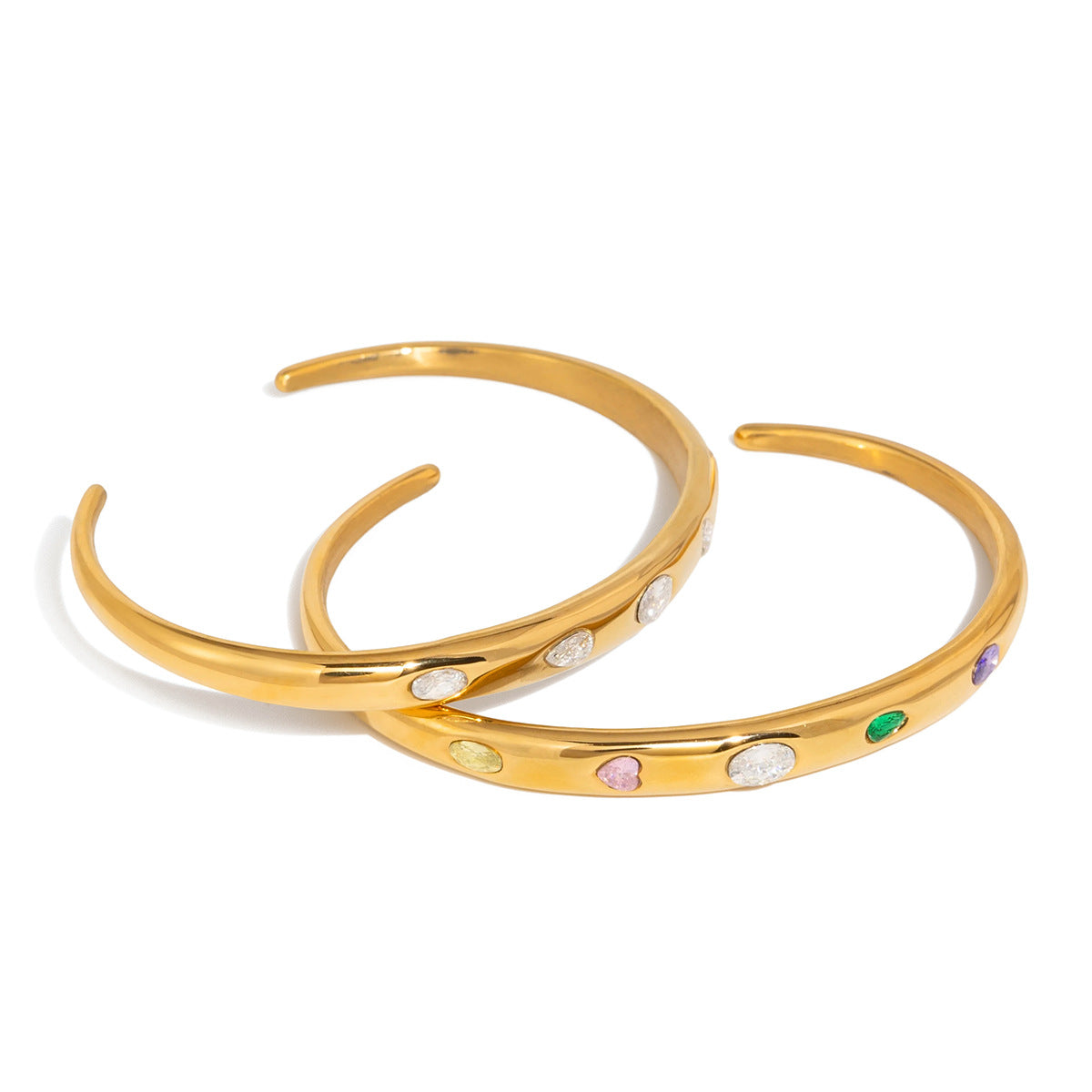 Minimalist Geometric Stainless Steel Plated Bracelet with Cubic Zirconia for Women