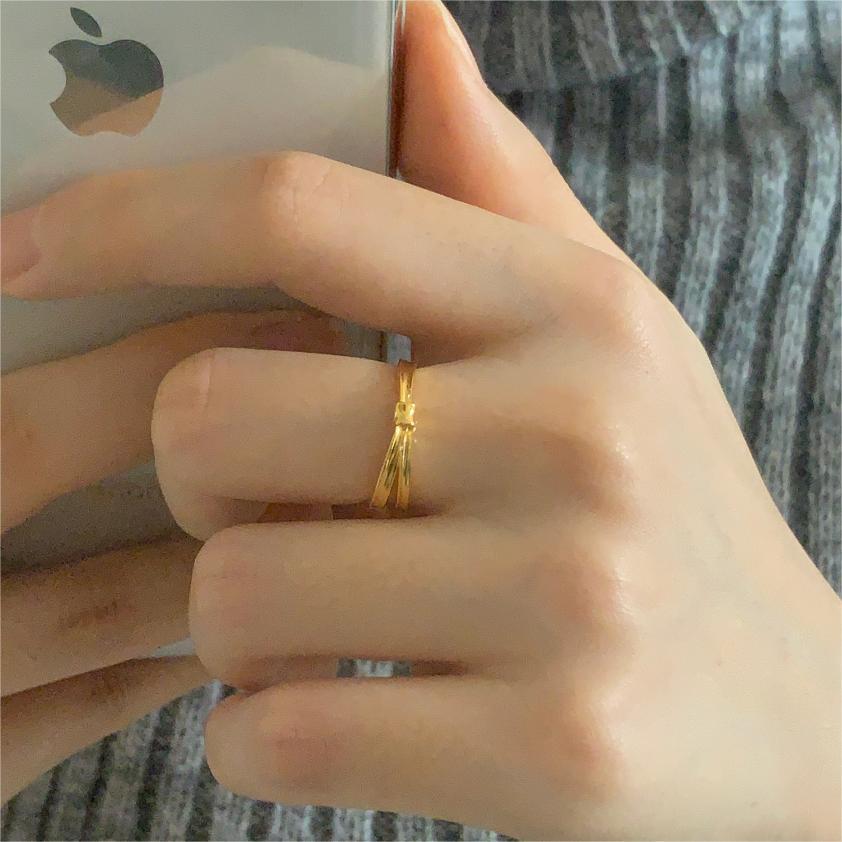Minimalist Sweet 925 Sterling Silver Bamboo Section Geometric Open Ring for Women