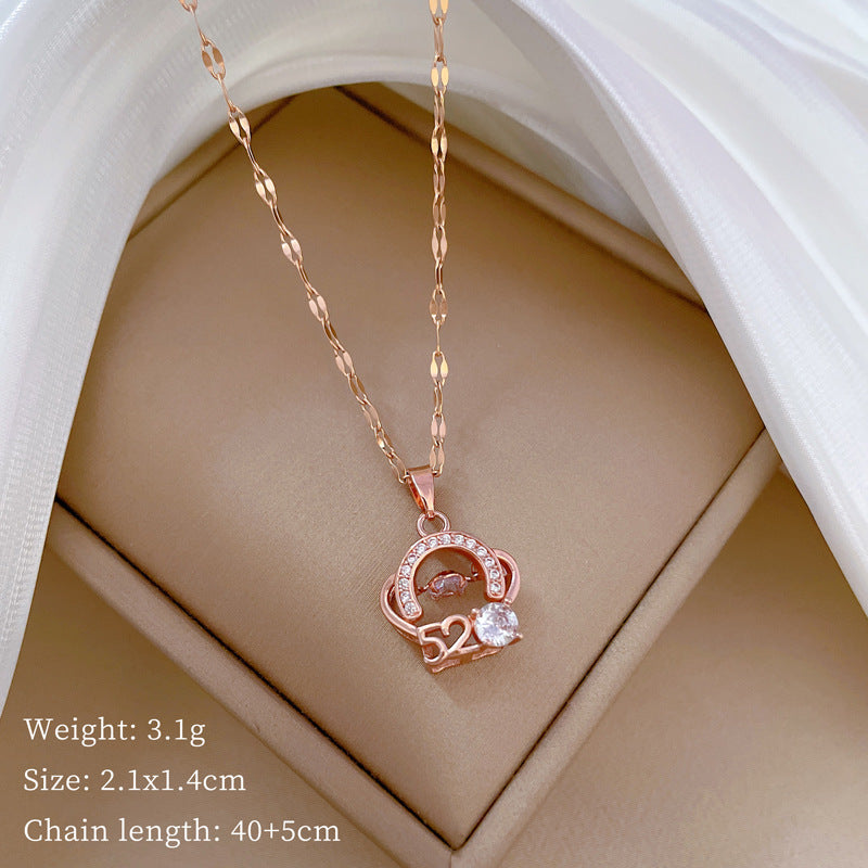 Geometric Minimalist Titanium Steel Necklace with Copper Pendant Plated in Real Gold Irregular Chain