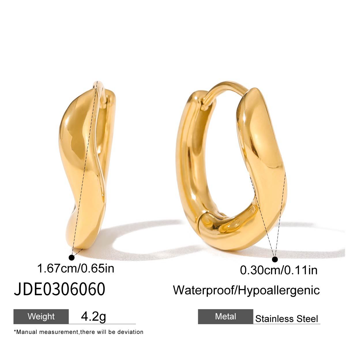 Orecchini a cerchio geometrici minimalisti di lusso in acciaio inossidabile placcato oro 18 carati da donna