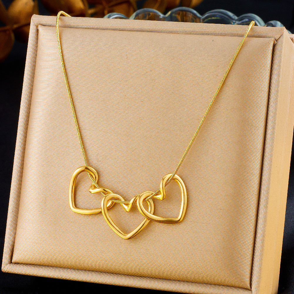Minimalist Business Gold Plated Heart Stainless Steel Necklace for Women