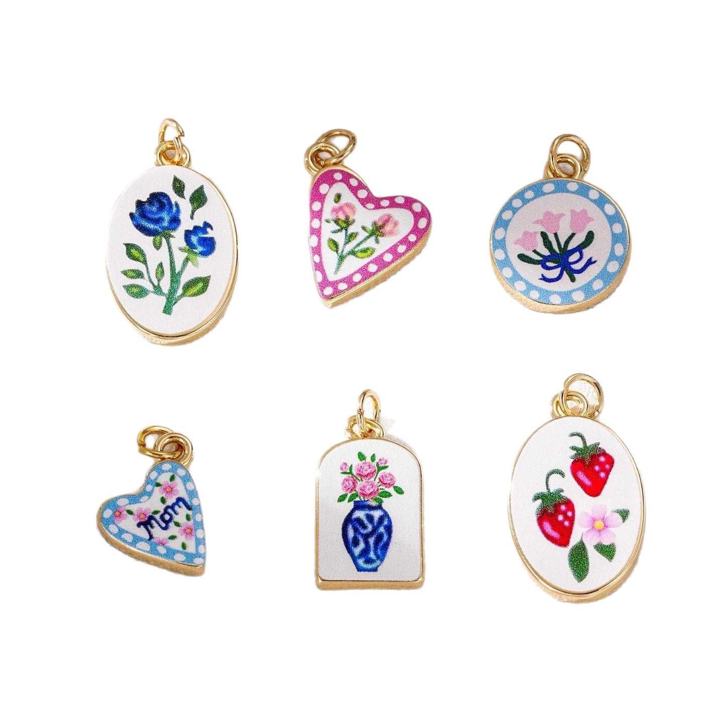 Vintage Cartoon Butterfly 18K Gold Plated Brass Drip Oil Pendant Charm Bar for Women