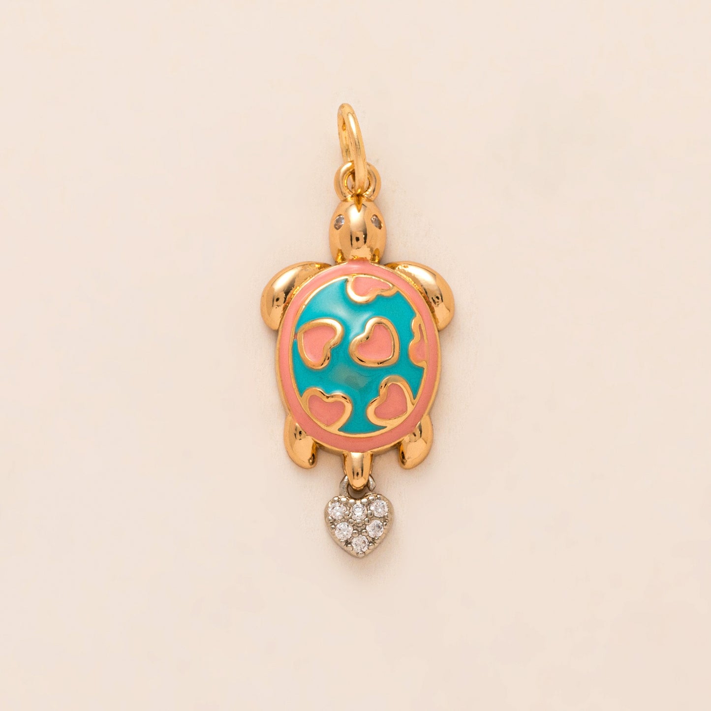 Vintage 14K Gold Plated Brass Butterfly Moon Heart Drip Oil Charm Bar