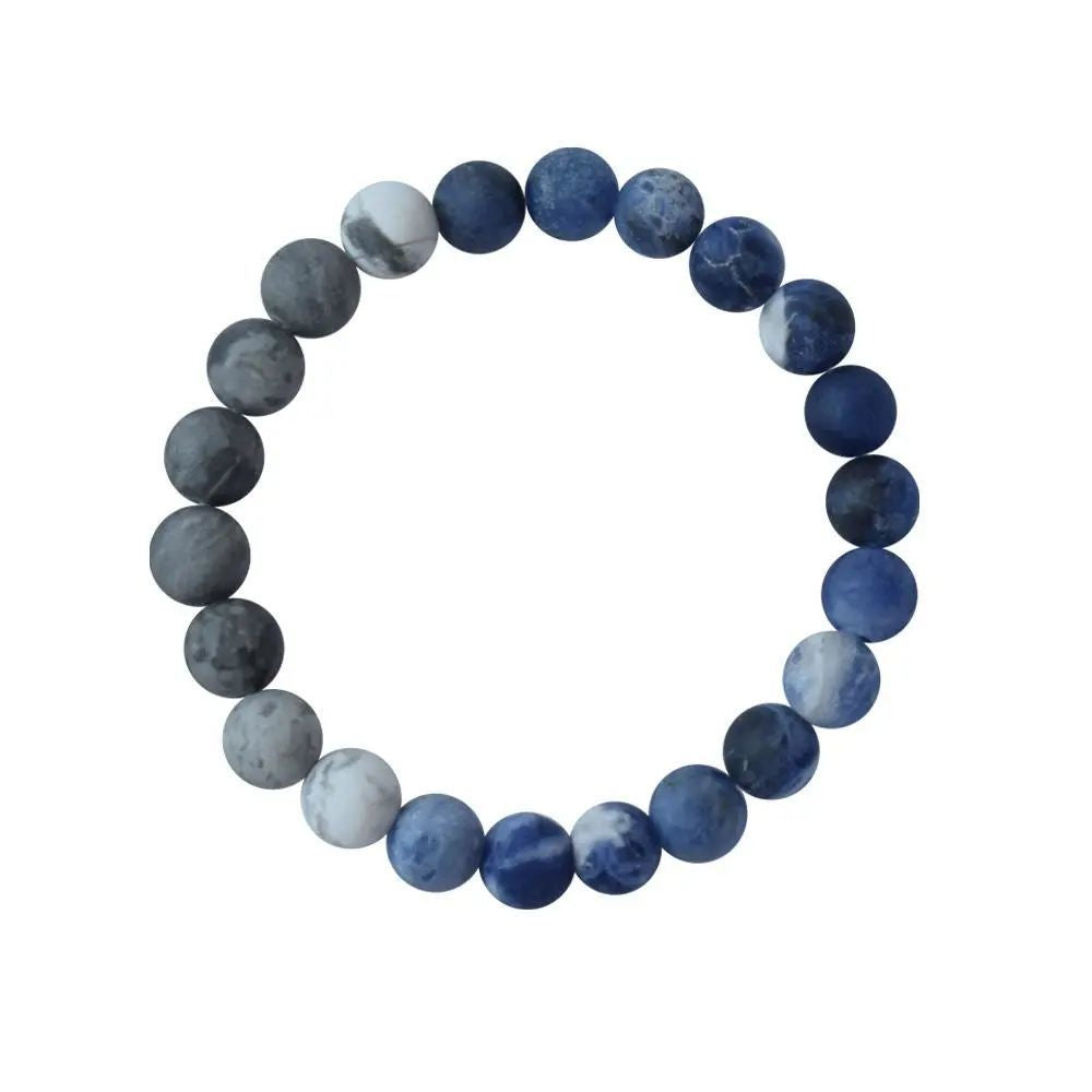 Blue Vein Agate Round Geometric Handmade Bracelet Unisex