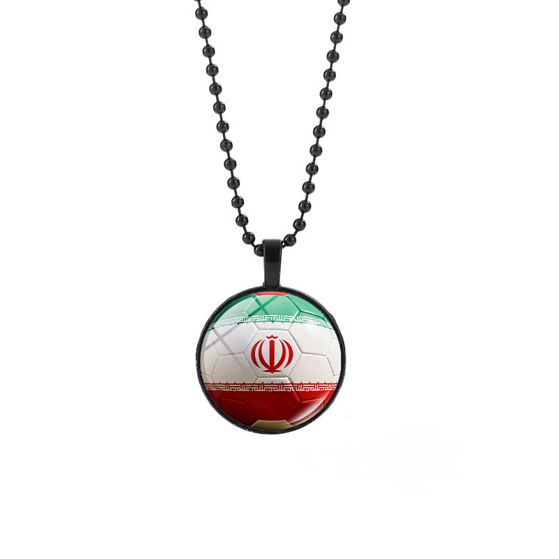 Collana Unisex Casual con Pendente Rotondo Geometrico di Cristallo e Catena a Sfera Placcata in Lega