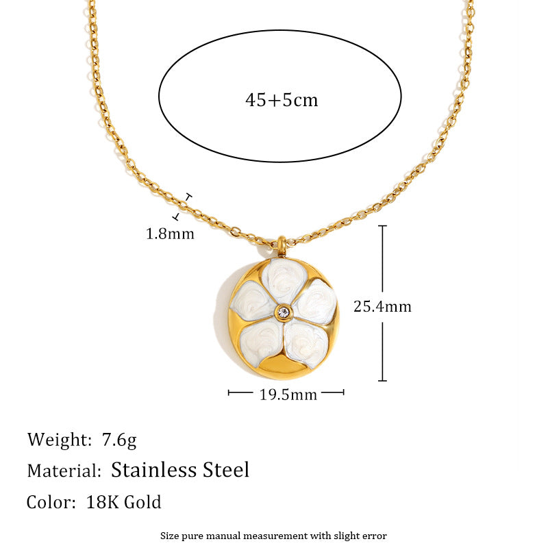 Conjunto de Collar con Colgante Floral de Moda con Cadena de Acero Inoxidable y Chapado en Oro de 18K para Mujer