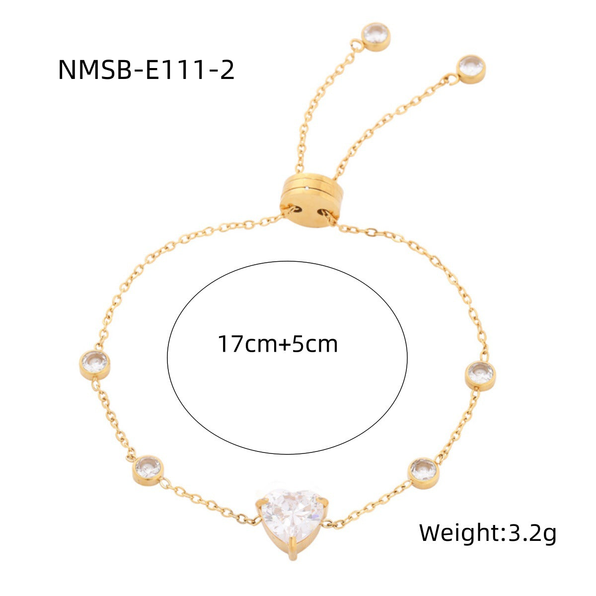 Fashionable Minimalist Starry Sky Heart-Shaped Rhinestone-Inlaid Titanium Steel Bracelet for Women with Plated Finish