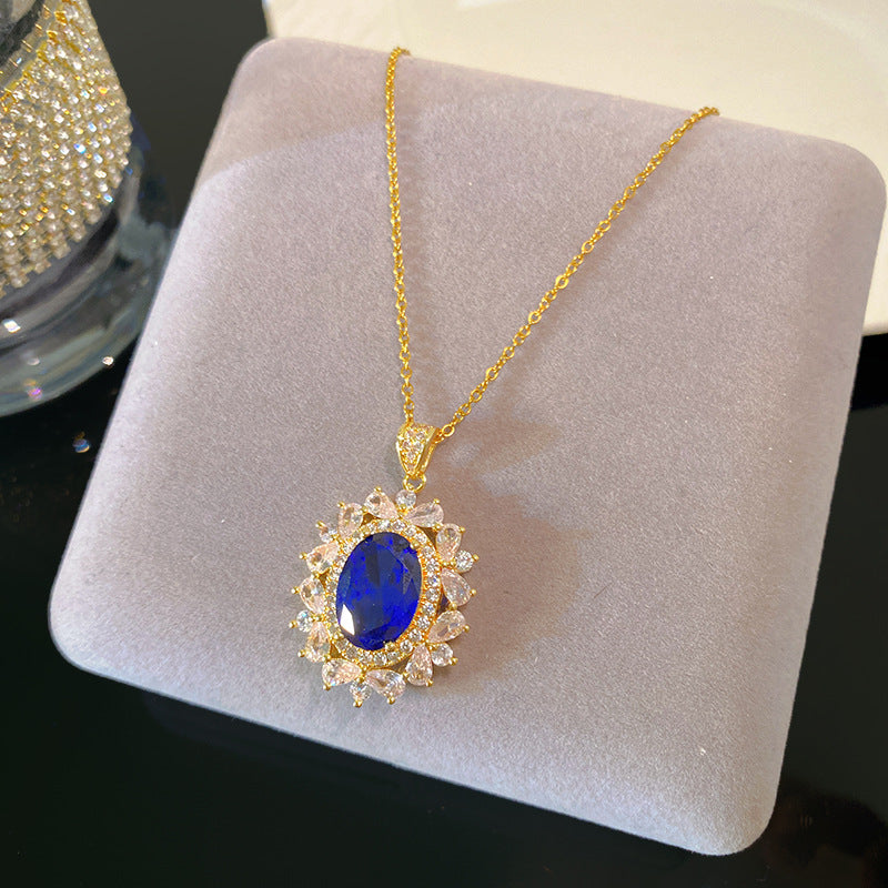 Vintage Sweet Sporty Heart Fruit Cubic Zirconia Plated Titanium Steel Necklace with Brass Pendant Cable Chain