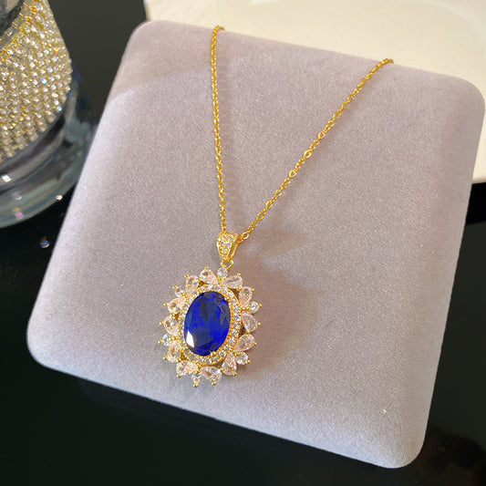 Vintage Sweet Sporty Heart Fruit Cubic Zirconia Plated Titanium Steel Necklace with Brass Pendant Cable Chain