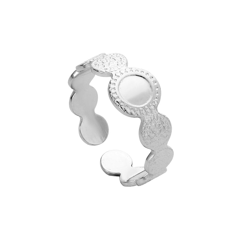 Minimalist Geometric Hollow Open Adjustable Titanium Steel Ring