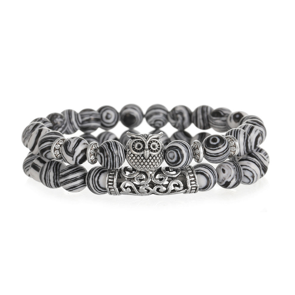 Animal Tiger's Eye Volcanic Stone Stretch Bracelet Set Unisex