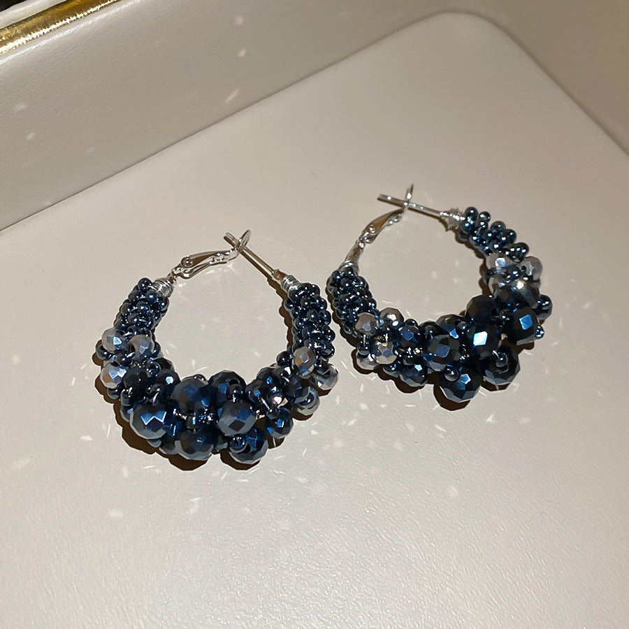 Orecchini da donna minimalisti con cristallo geometrico tondo irregolare e perni in acciaio inossidabile