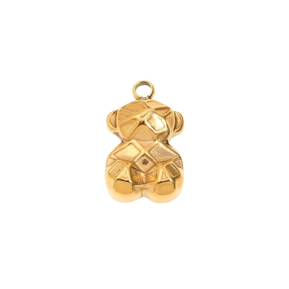 Colgante de Oso Geométrico Minimalista de Acero Inoxidable con Baño de Oro de 18K para Fabricación de Joyas DIY