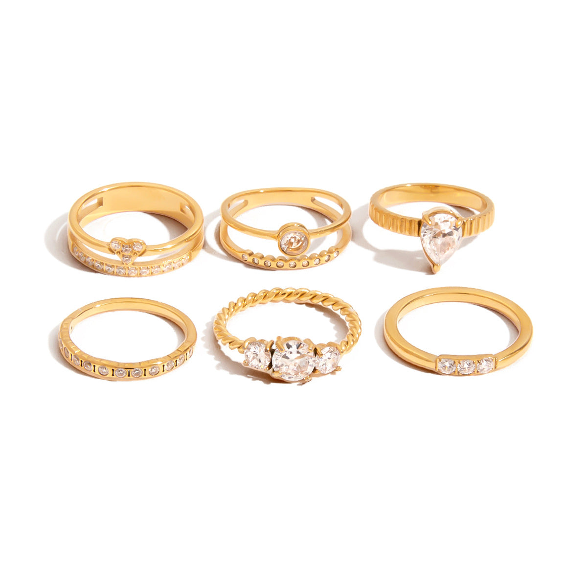 Geometric Stainless Steel Plated Ring with Zirconia for Women, Minimalist Luxury Fashion Accessory