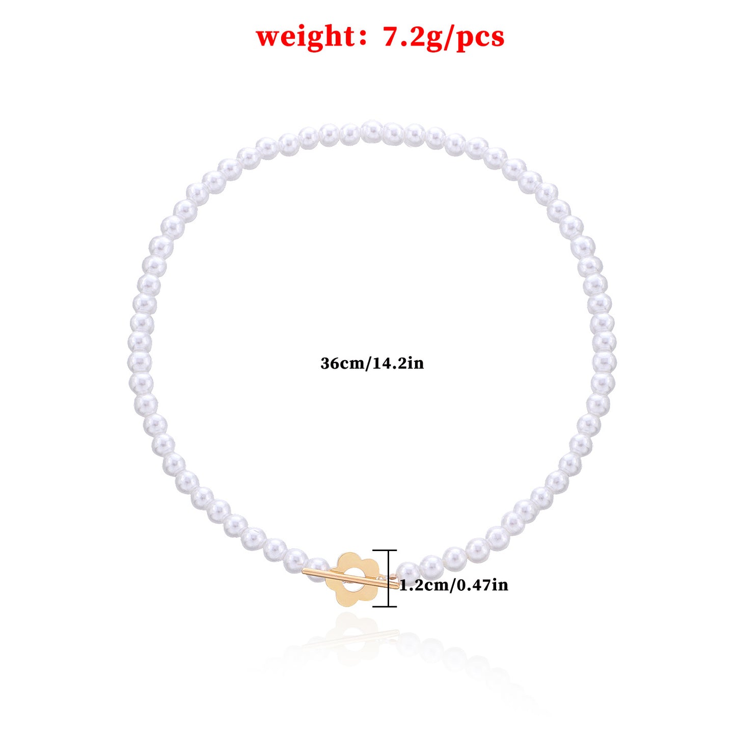 Minimalist Floral Geometric Alloy Plated Necklace for Women - Elegant Short Pearl Collar Chain with O-Clasp